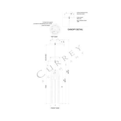 Medusa Pendant Light - line drawing.