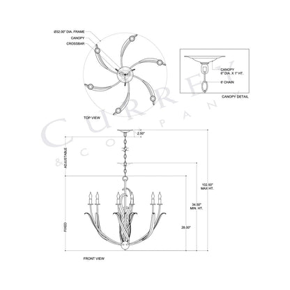Menefee Chandelier - line drawing.