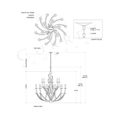 Menefee Chandelier - line drawing.