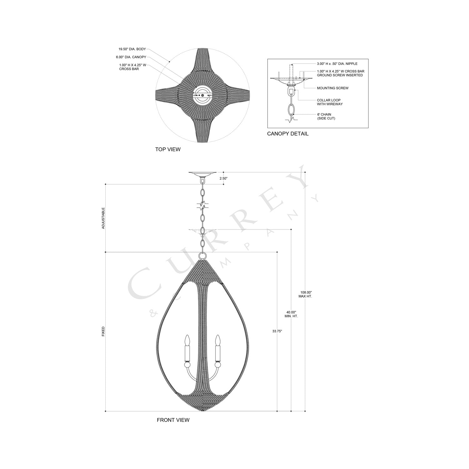 Menorca Chandelier - line drawing.