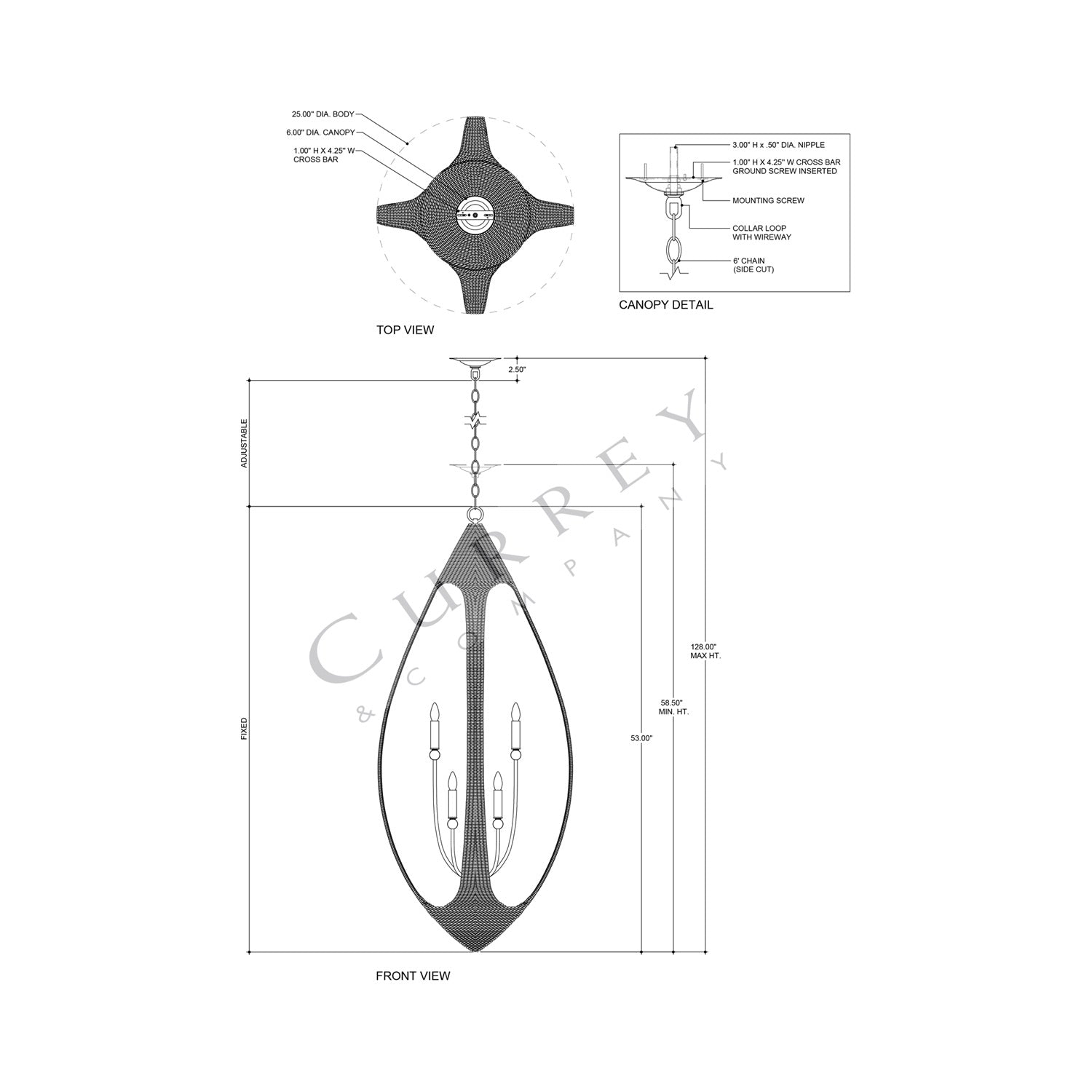 Menorca Chandelier - line drawing.