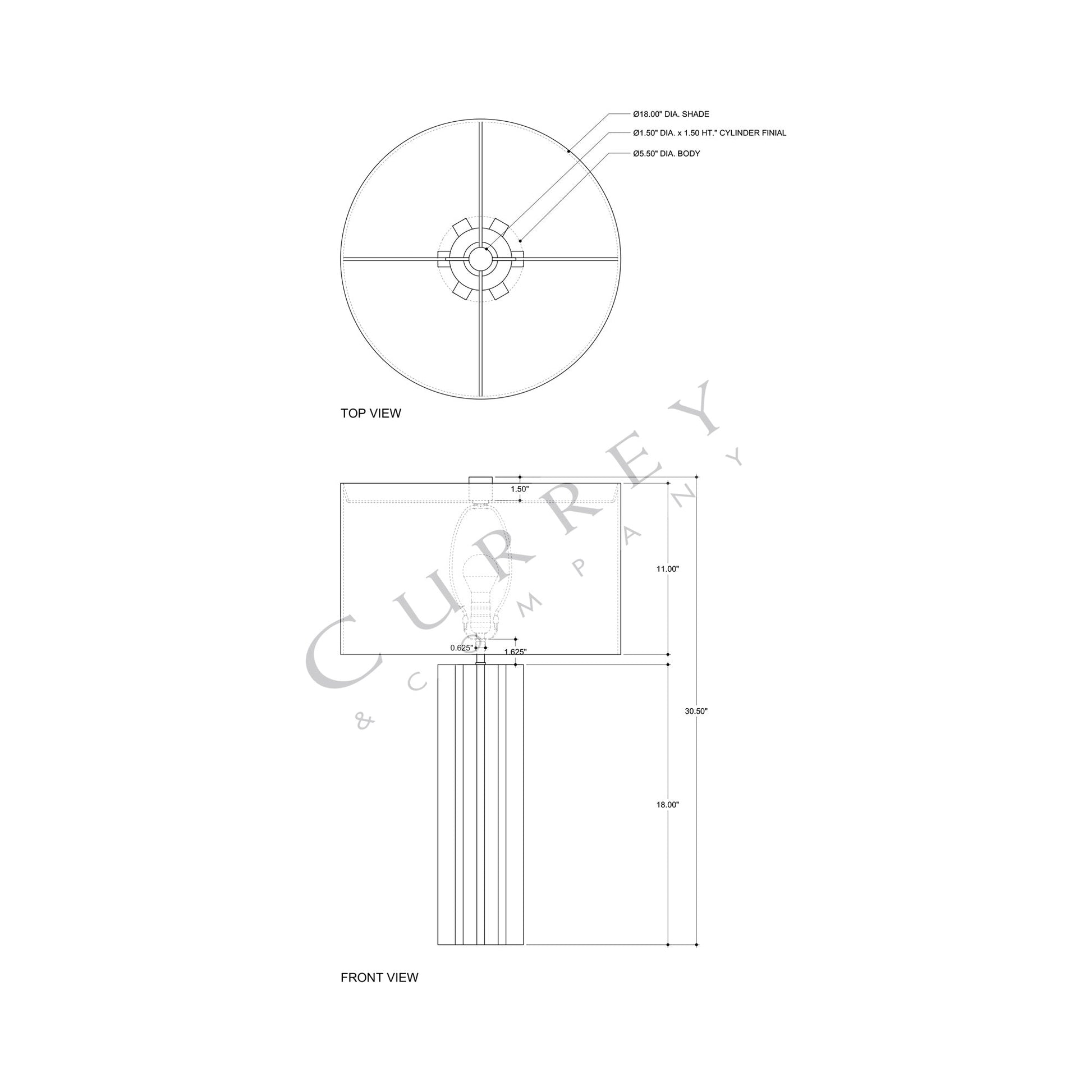 Mercurius Table Lamp - line drawing.