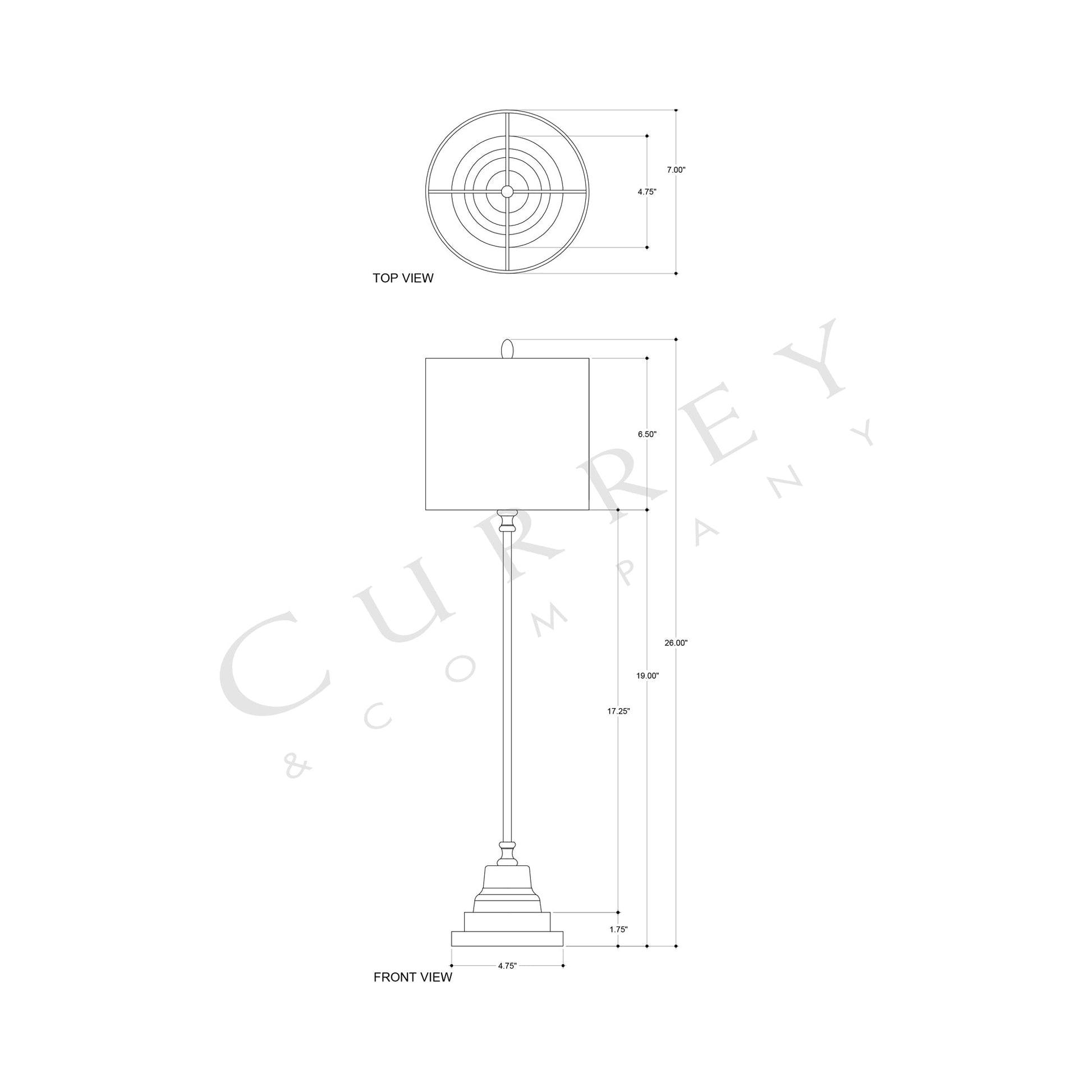 Messenger Table Lamp - line drawing.