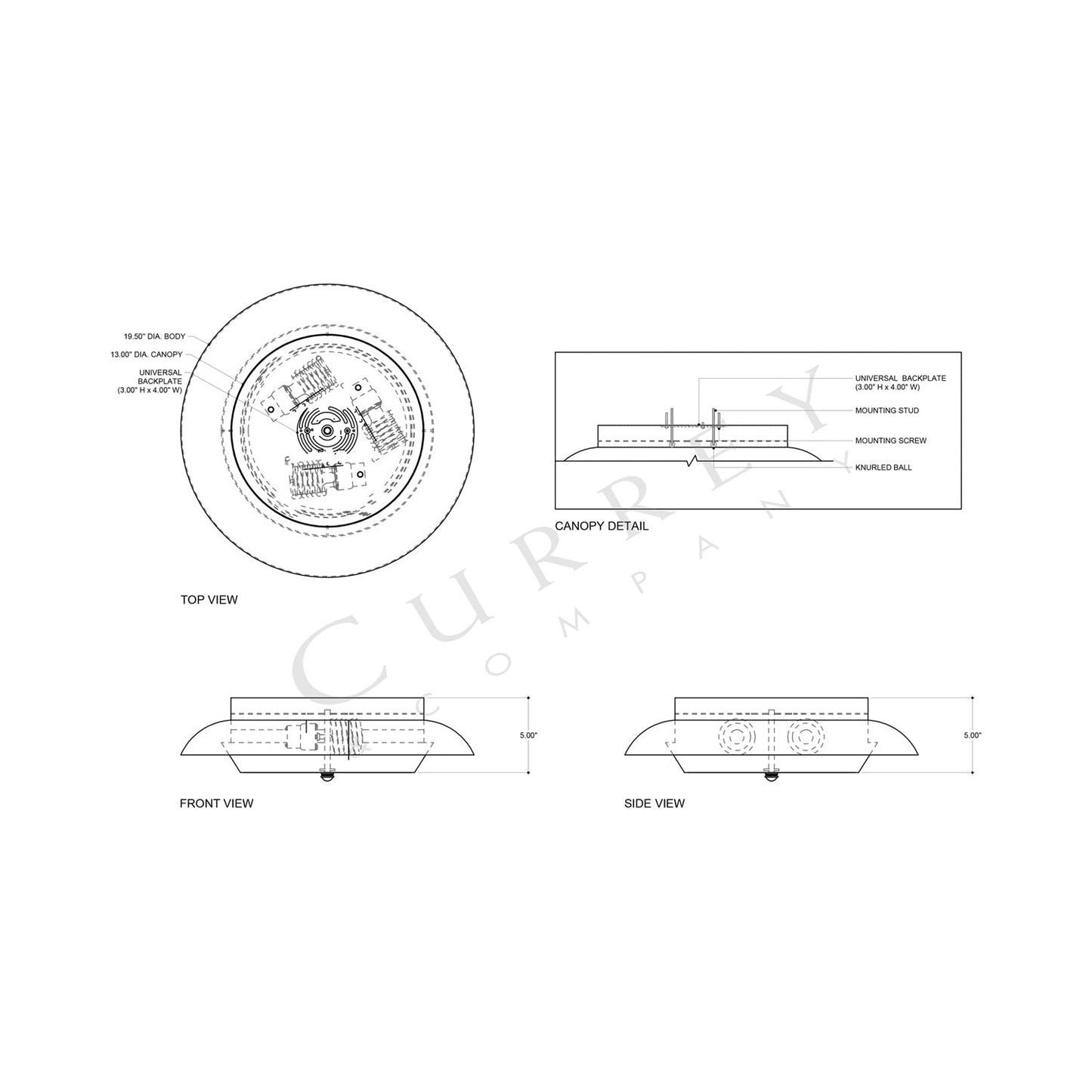 Metaphor Flush Mount Ceiling Light - line drawing.