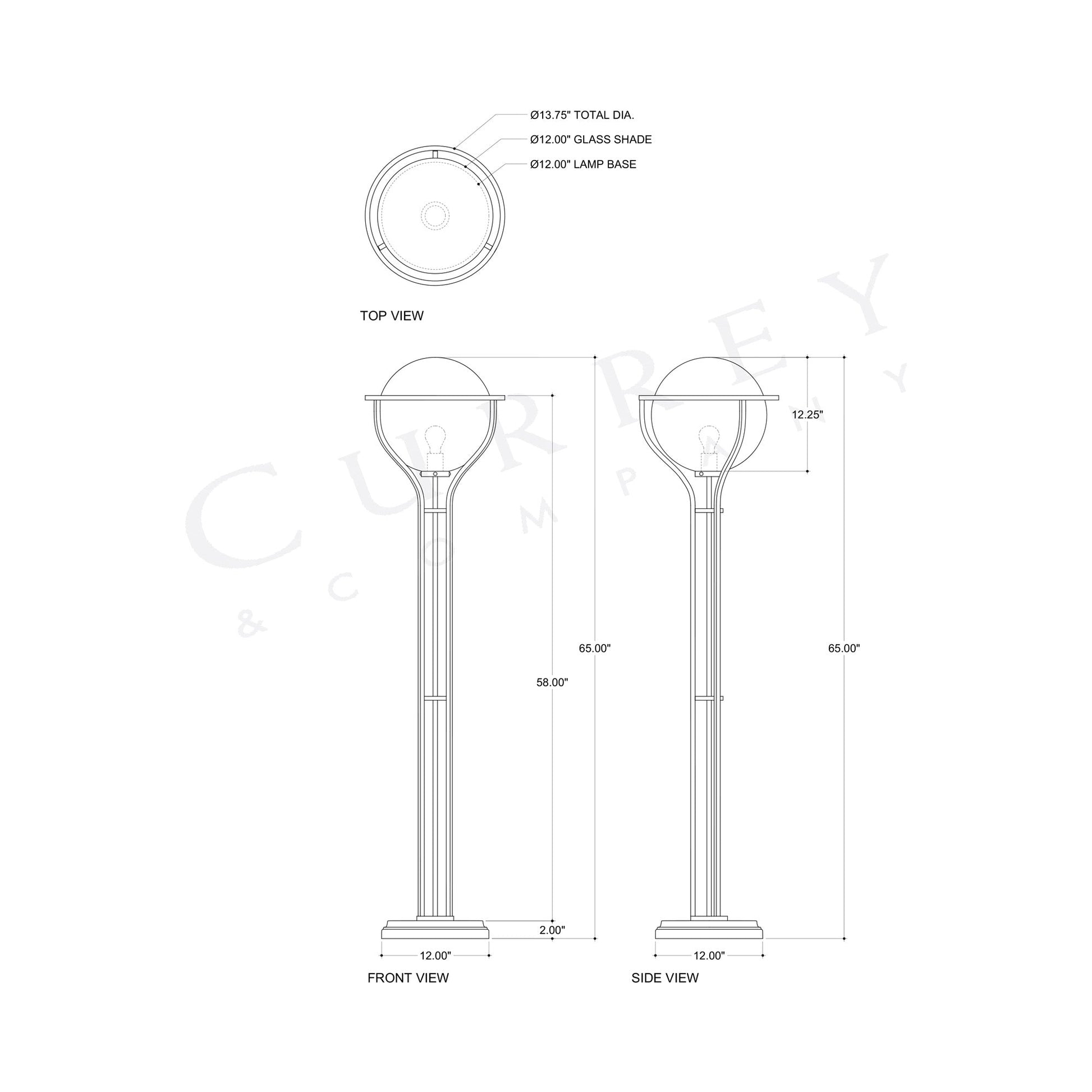 Metropolis Floor Lamp - line drawing.