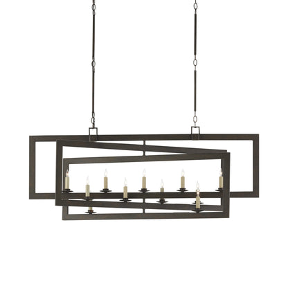 Middleton Rectangular Chandelier in Bronze Gold.