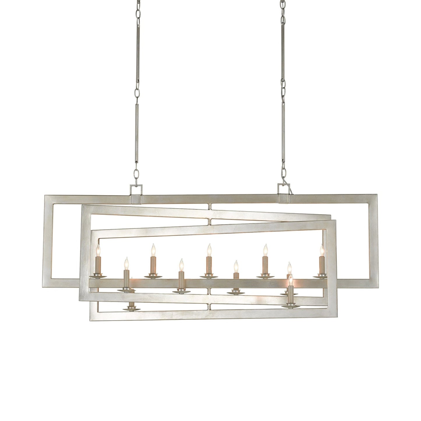 Middleton Rectangular Chandelier in Contemporary Silver Leaf.