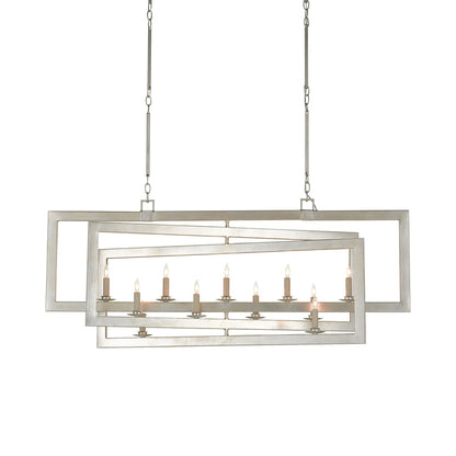 Middleton Rectangular Chandelier in Contemporary Silver Leaf.
