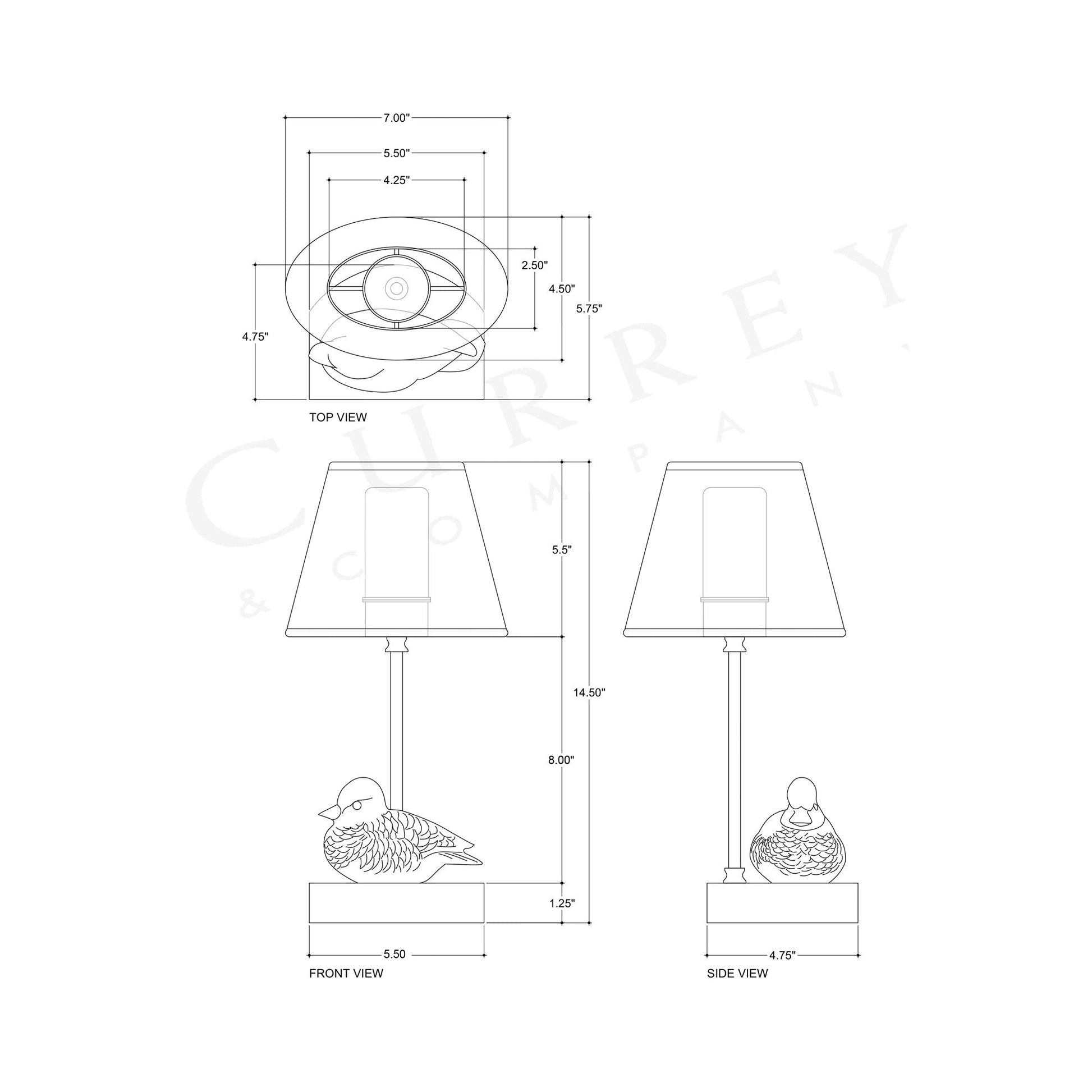 Migratory LED Rechargeable Table Lamp - line drawing.
