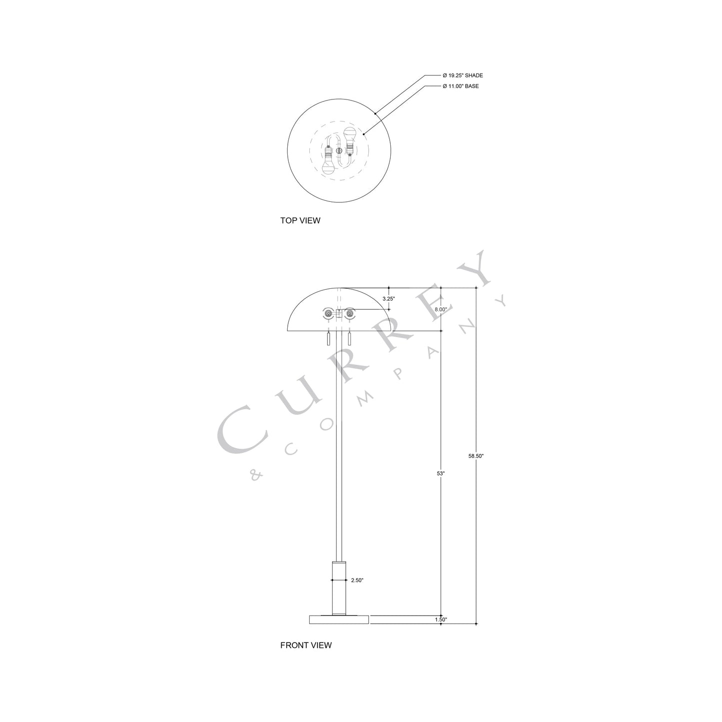 Miles Floor Lamp - line drawing.