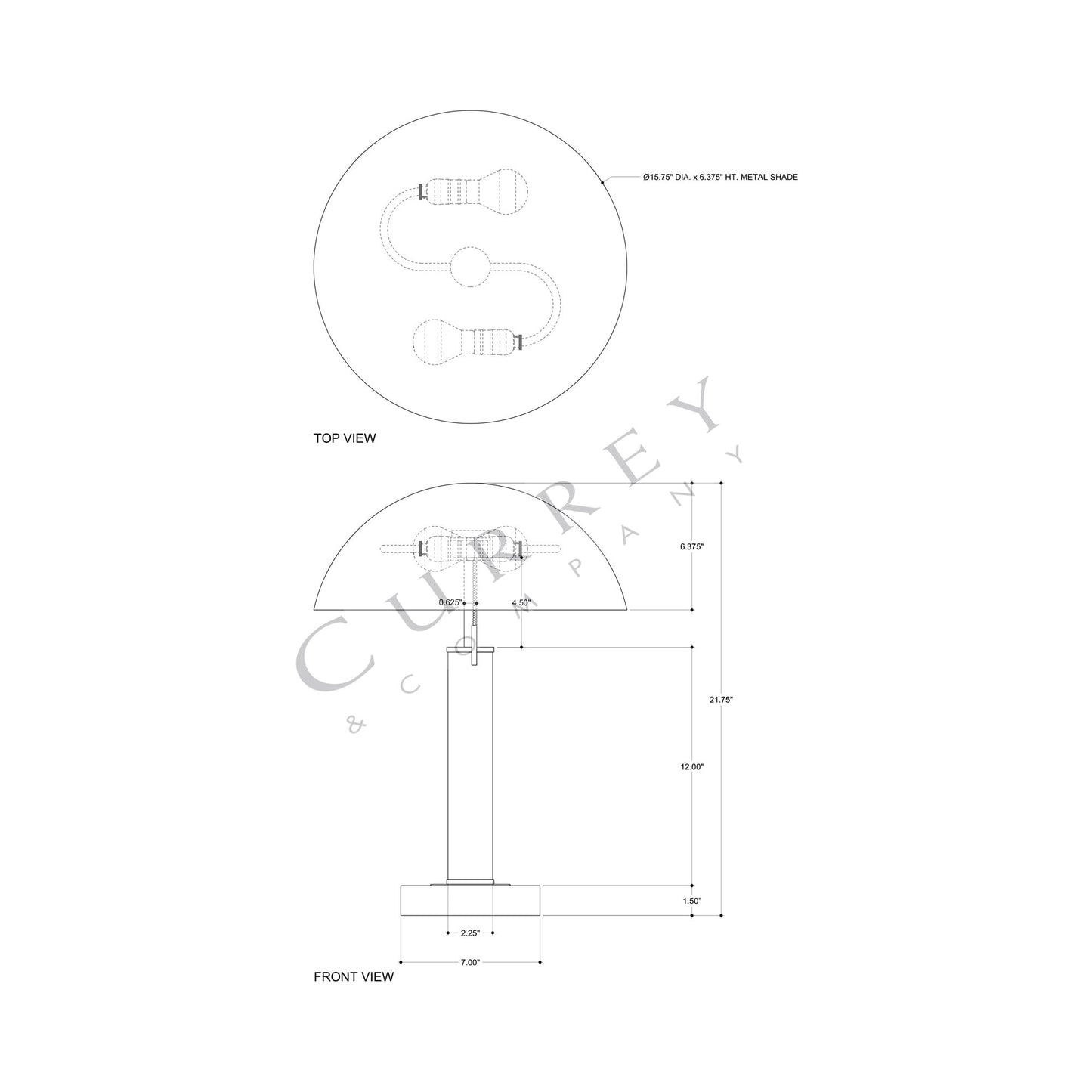Miles Table Lamp - line drawing.