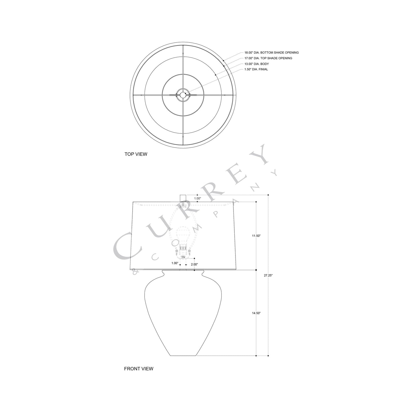 Mimi Table Lamp - line drawing.