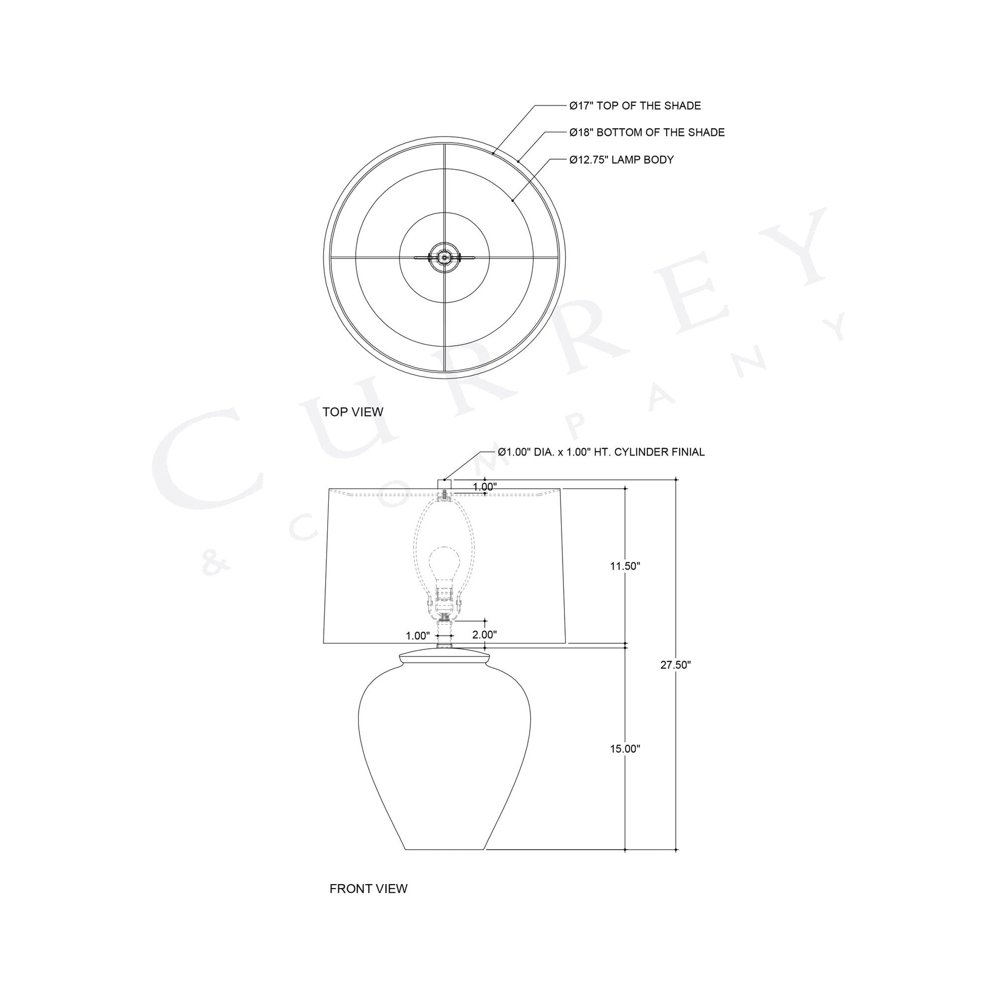 Mimi Table Lamp - line drawing.