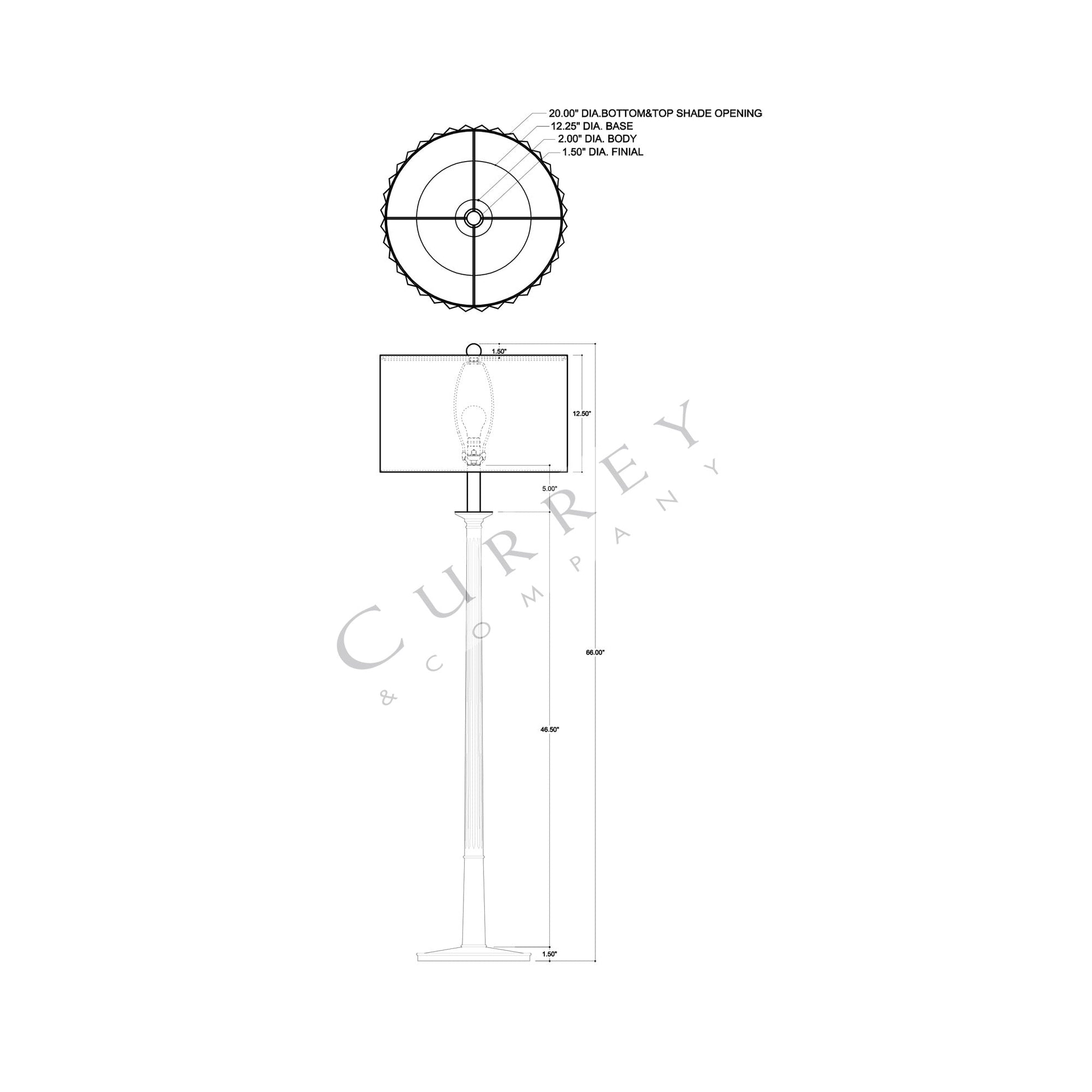 Mitford Floor Lamp - line drawing.