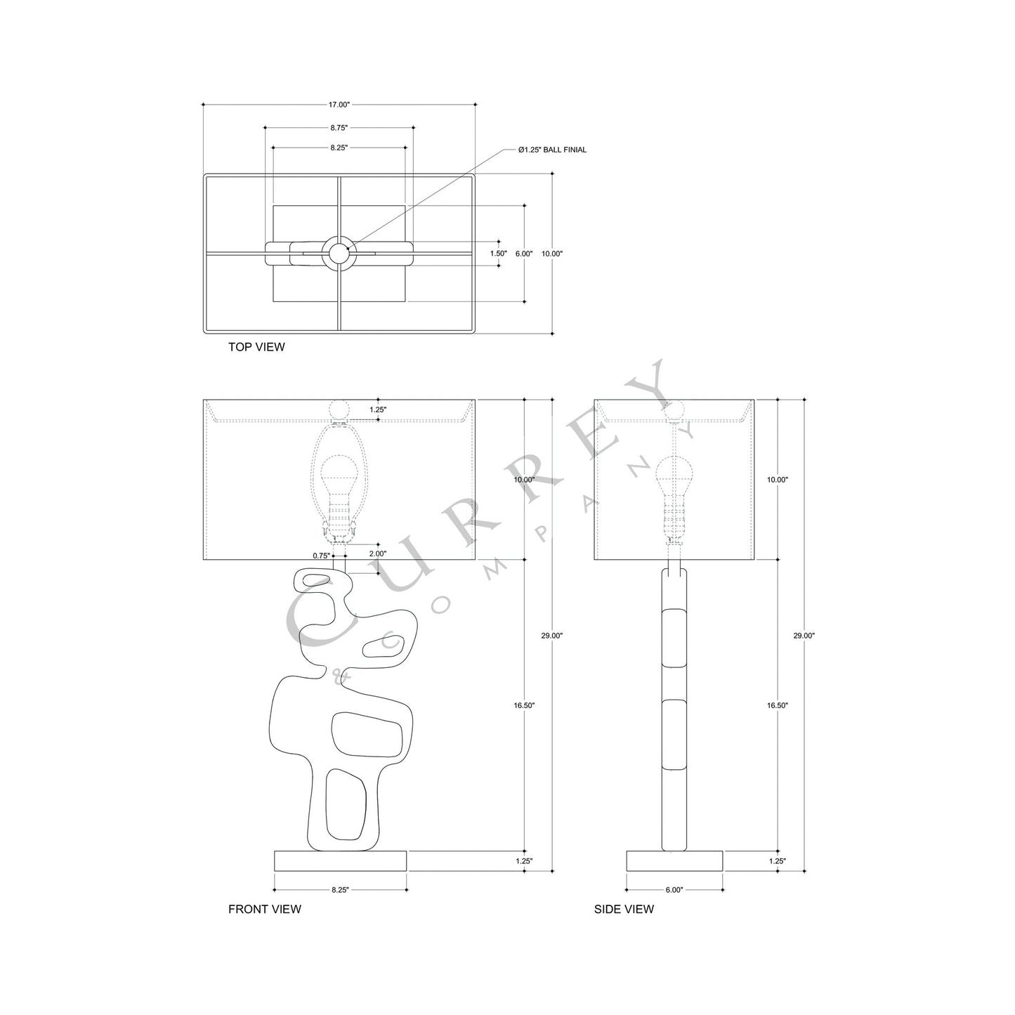 Mithra Table Lamp - line drawing.