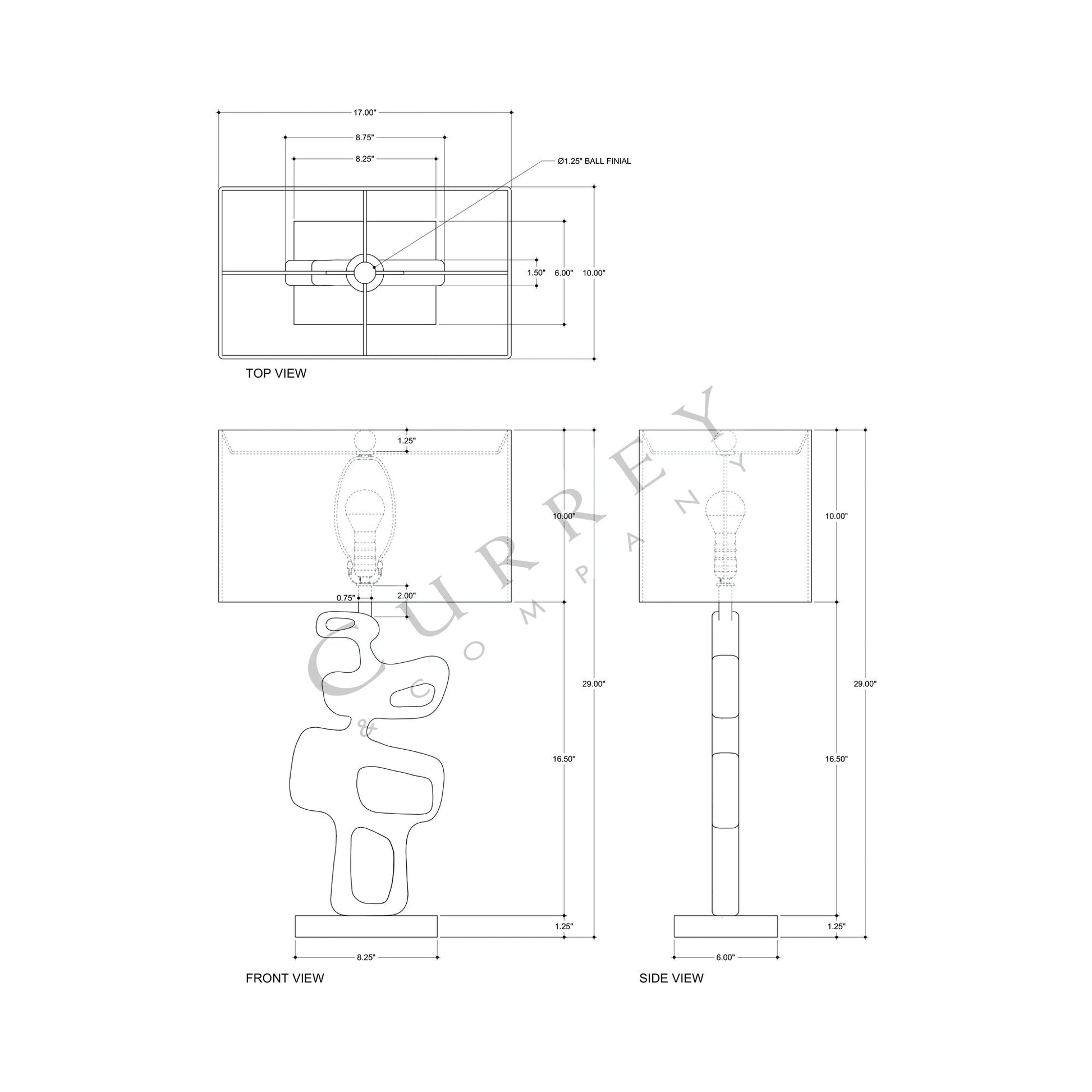 Mithra Table Lamp - line drawing.