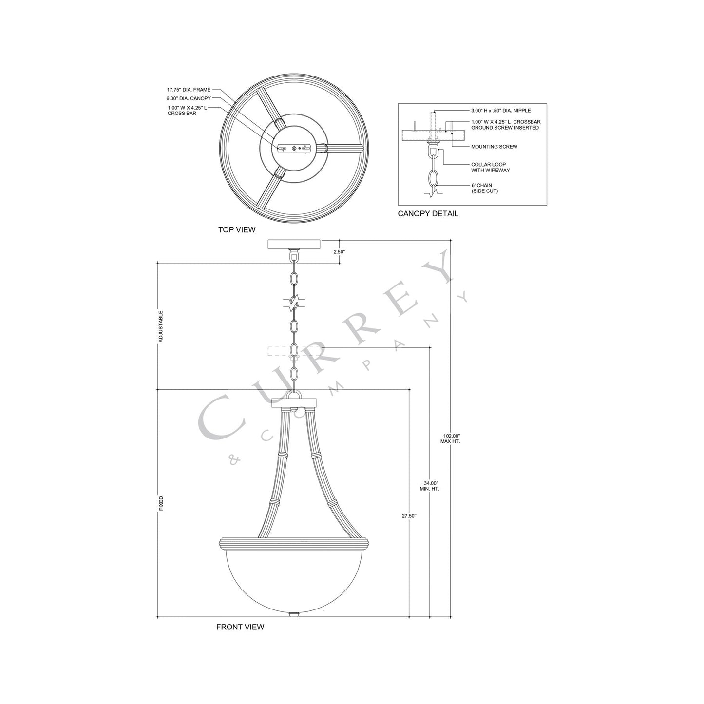 Morningside LED Semi Flush Mount Ceiling Light - line drawing.
