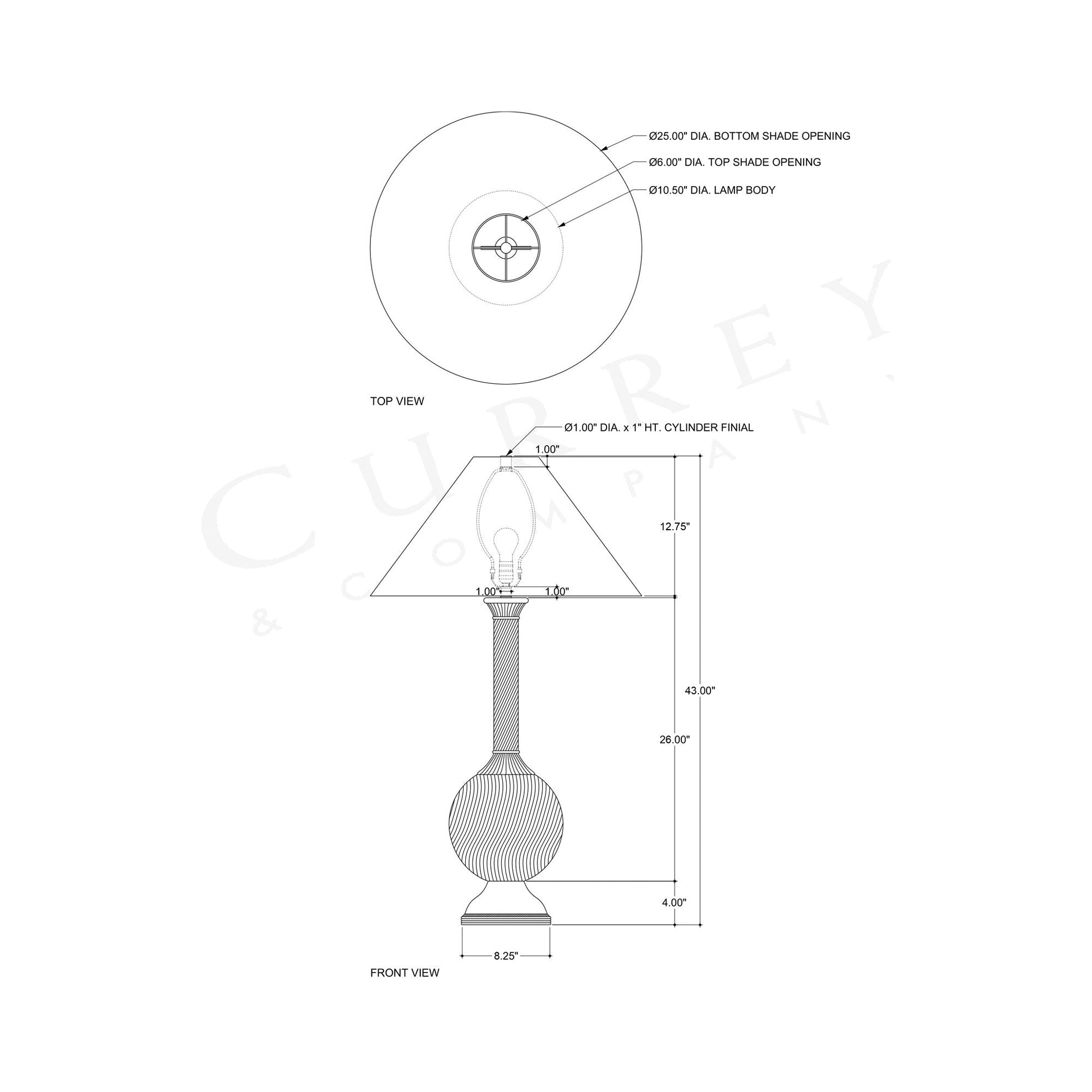 Murrah Table Lamp - line drawing.