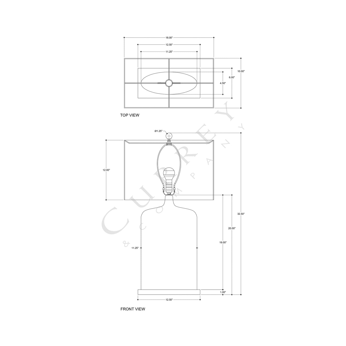 Musing Table Lamp - line drawing.