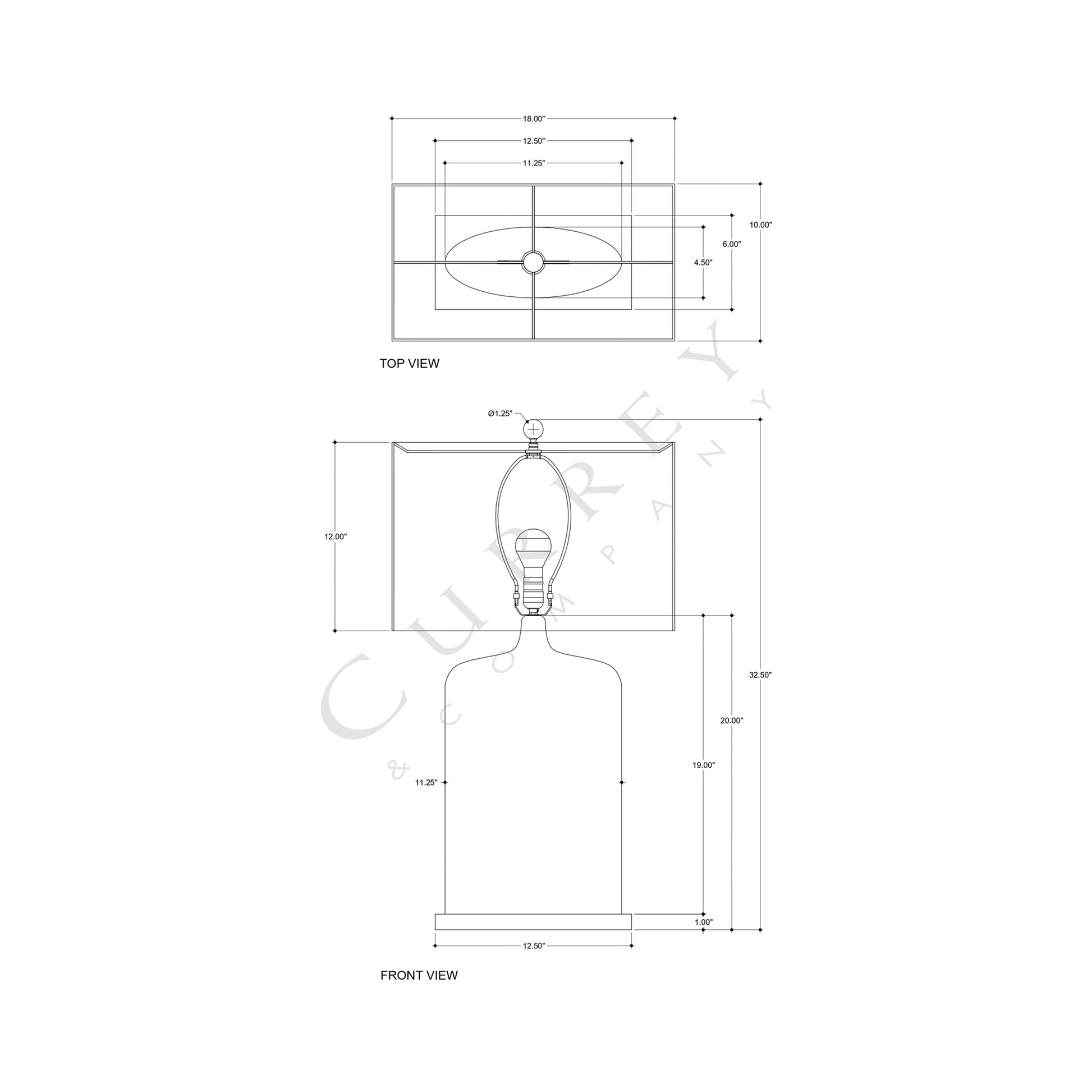 Musing Table Lamp - line drawing.