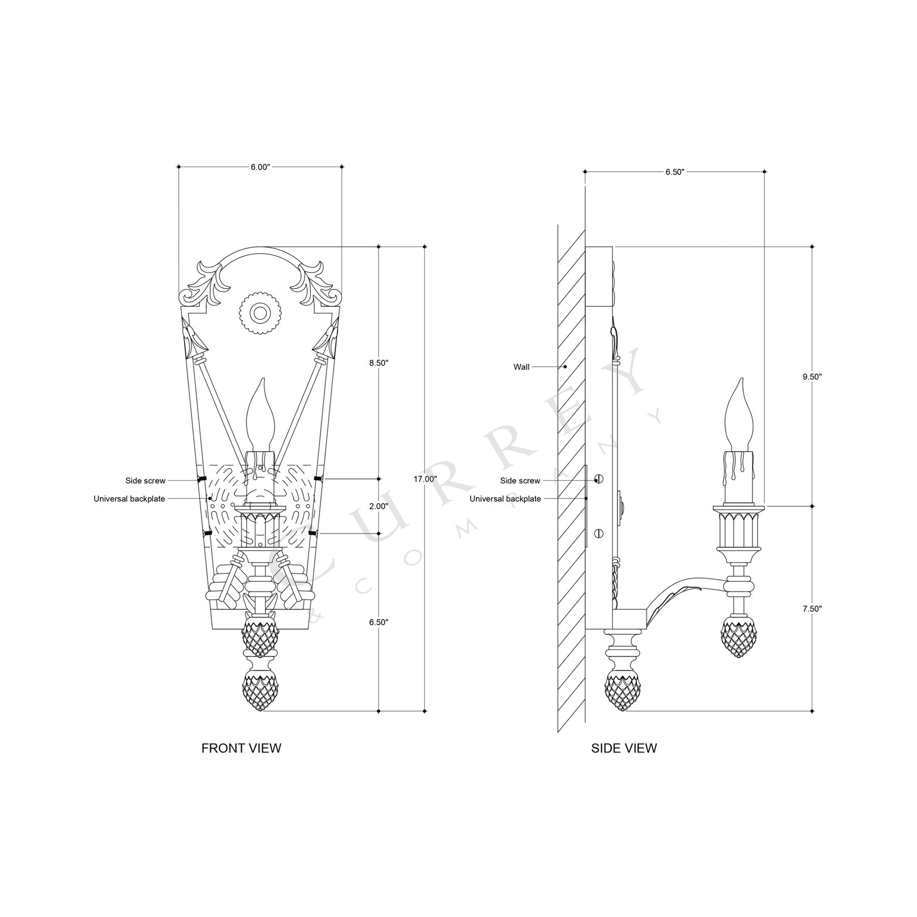 Napoli Wall Light - line drawing.