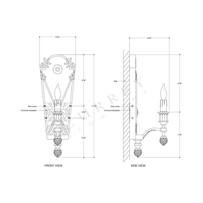 Napoli Wall Light - line drawing.