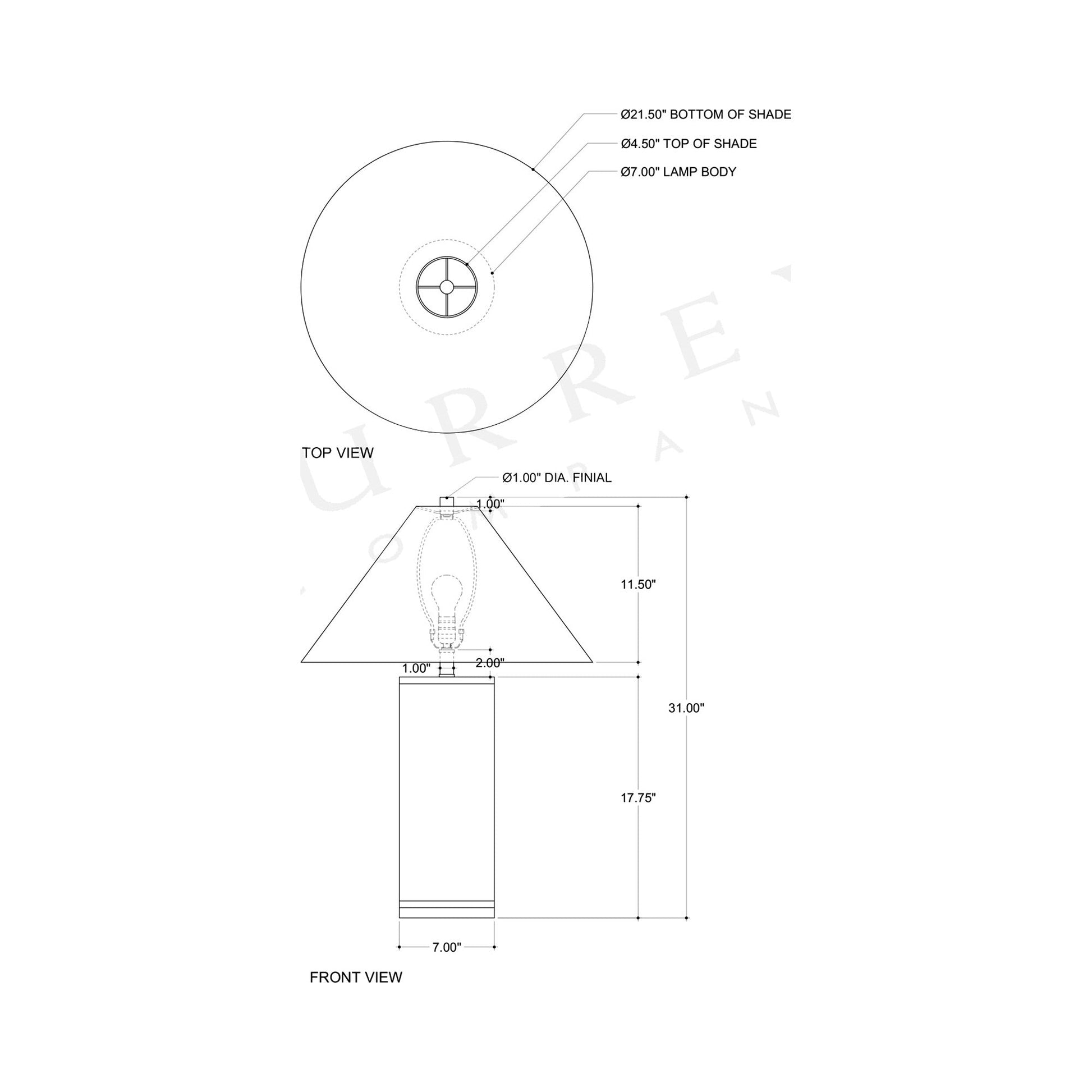 Nebulon Table Lamp - line drawing.