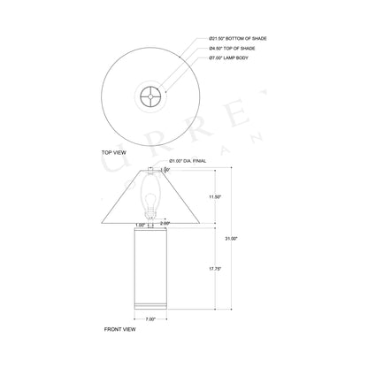 Nebulon Table Lamp - line drawing.