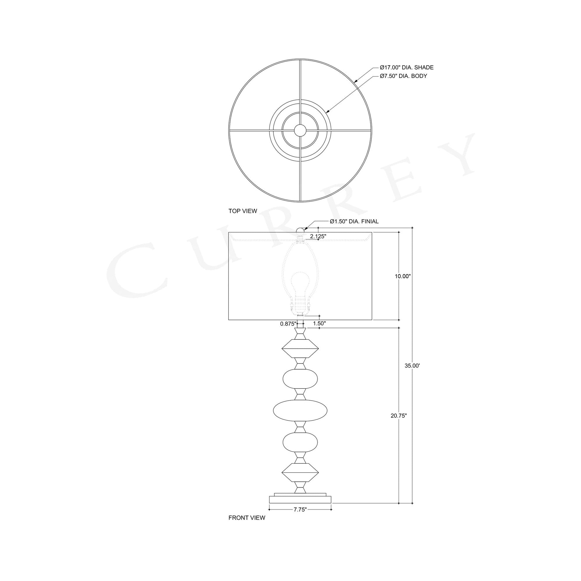 Nereid Table Lamp - line drawing.