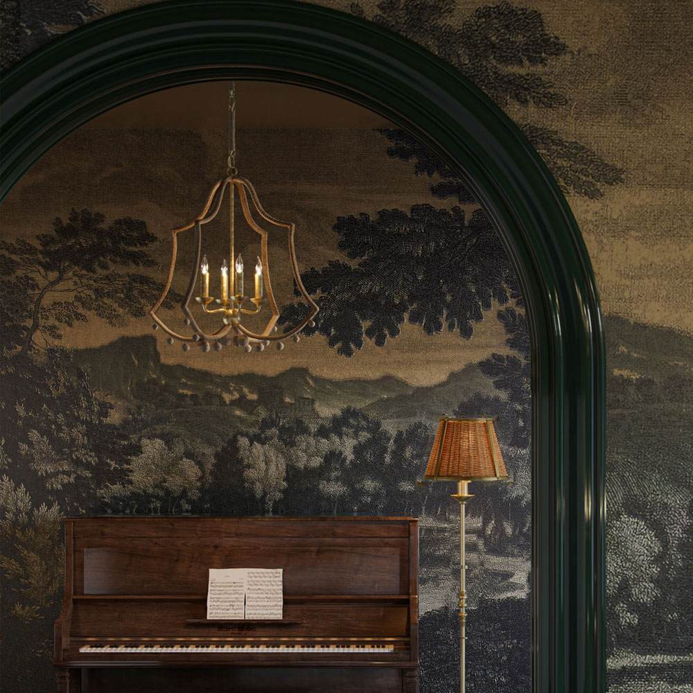 Nimes Chandelier in living room.