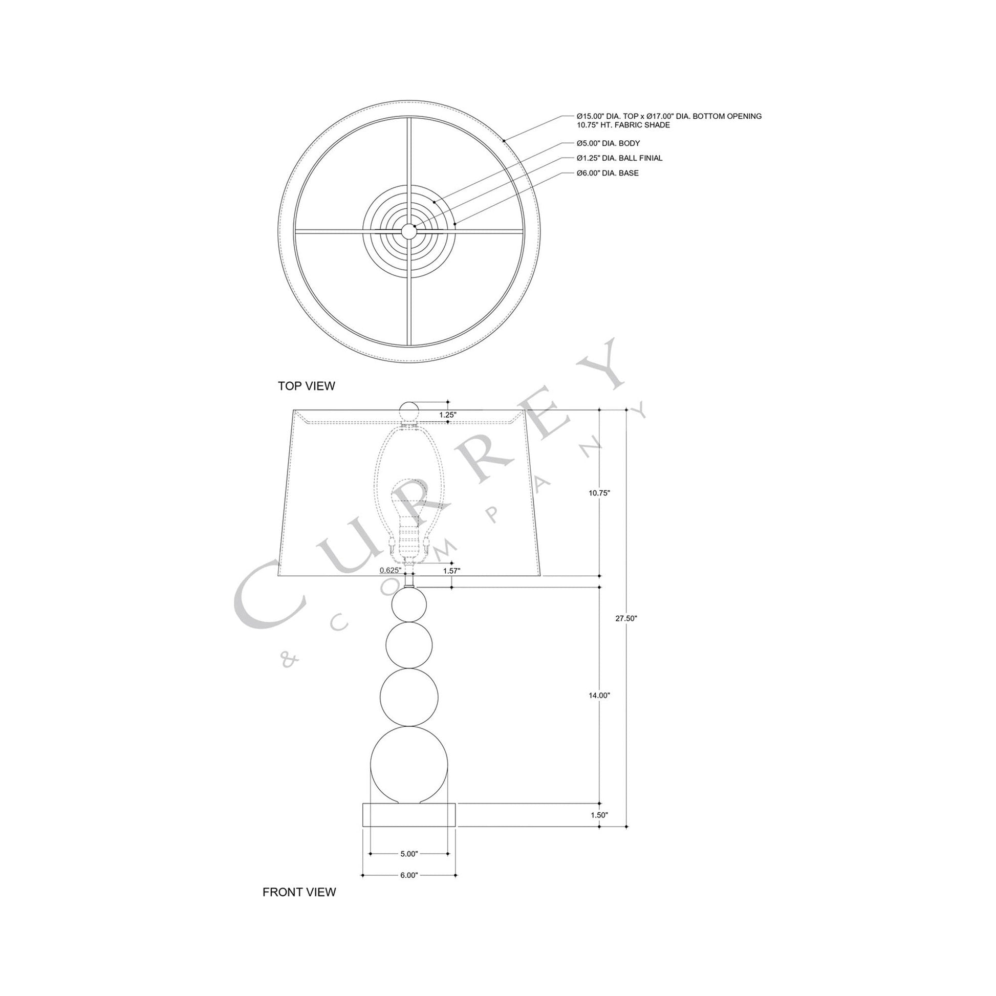 Niobe Table Lamp - line drawing.