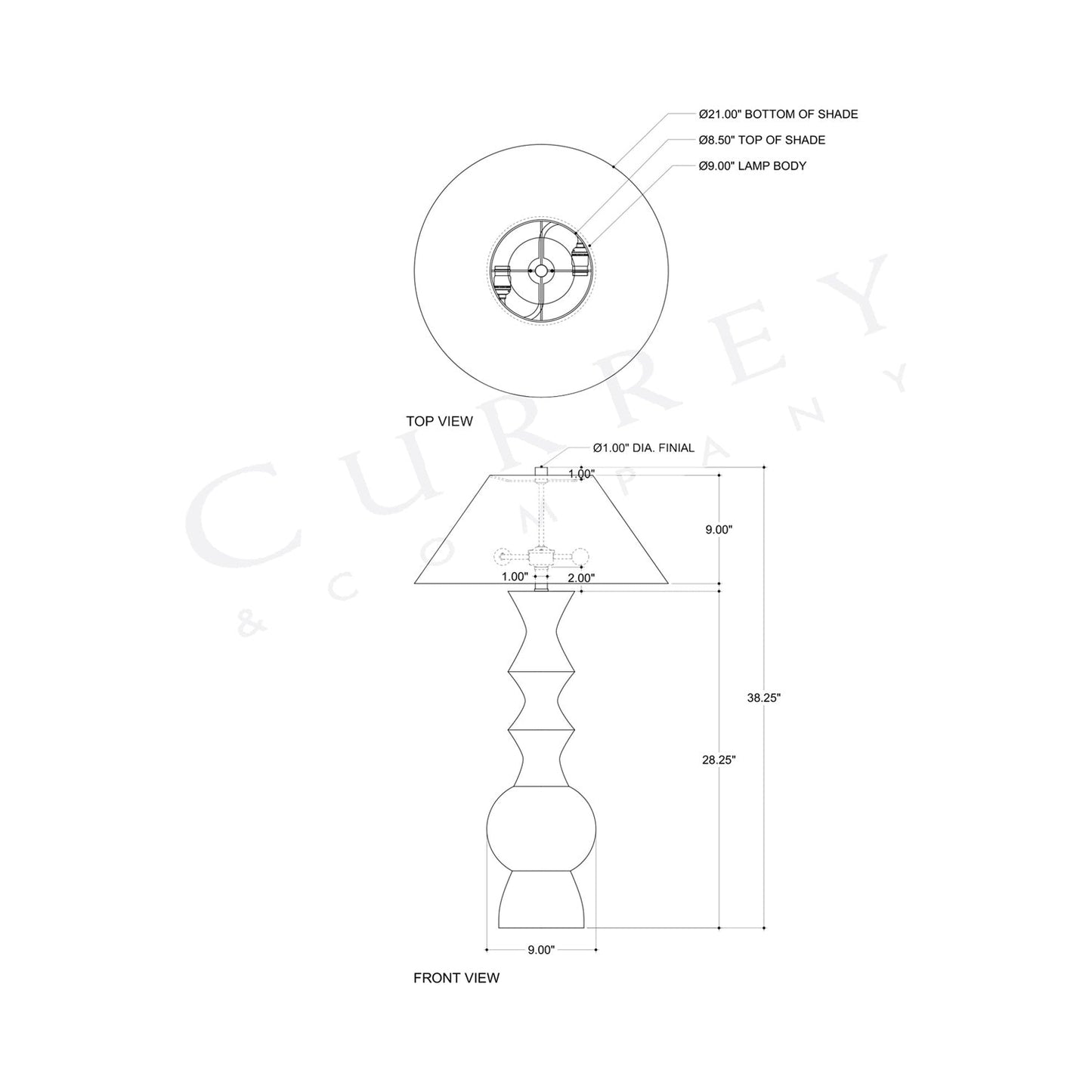 Nirvana Table Lamp - line drawing.