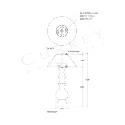 Nirvana Table Lamp - line drawing.
