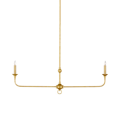 Nottaway Linear Chandelier in Contemporary Gold Leaf.