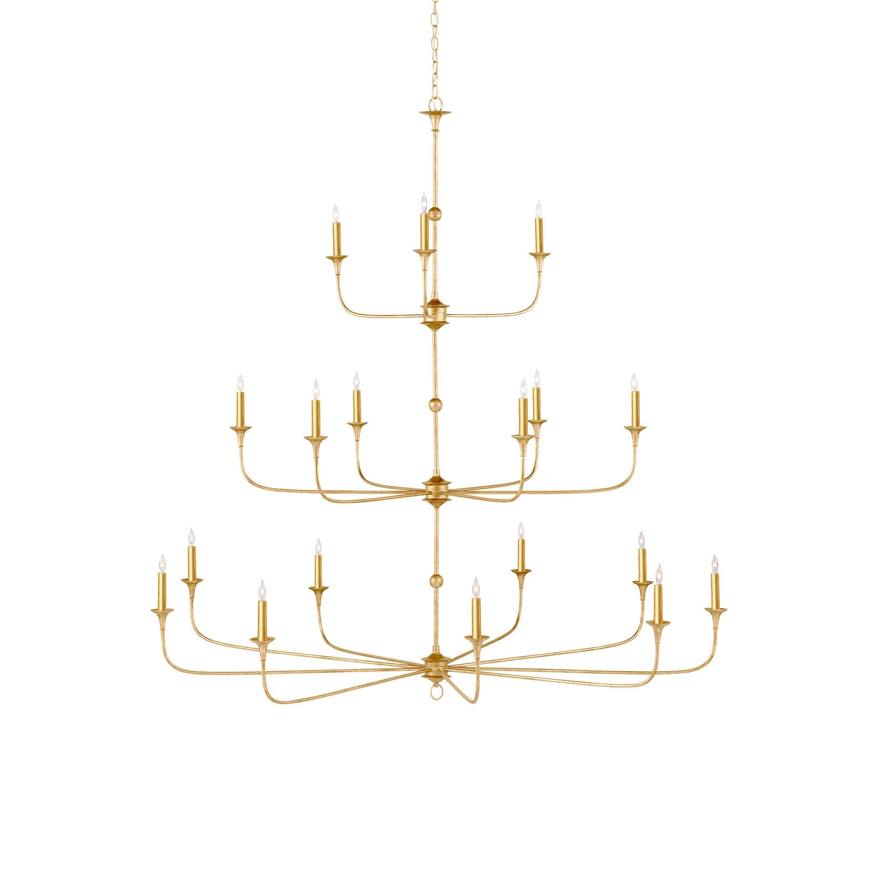 Nottaway Multi Light Chandelier in Contemporary Gold Leaf (3-Tier).