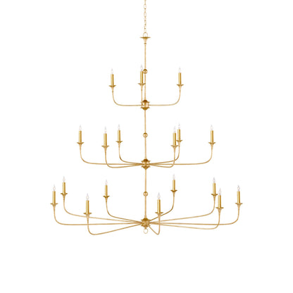 Nottaway Multi Light Chandelier in Contemporary Gold Leaf (3-Tier).