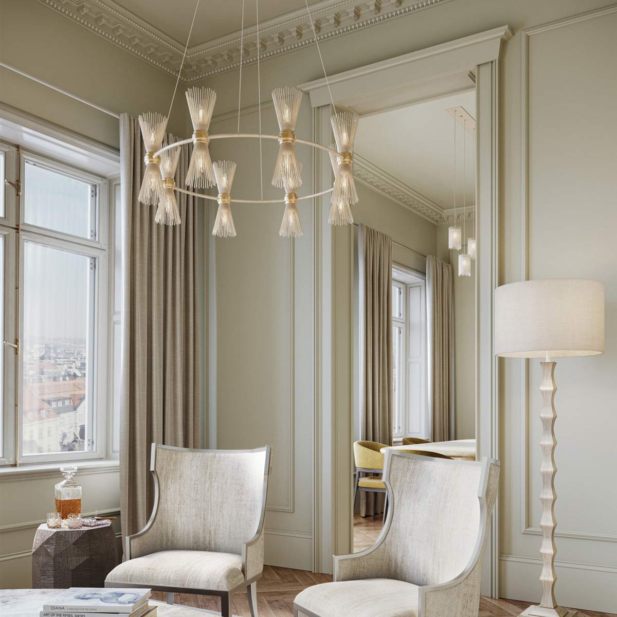 Novatude Chandelier in living room.