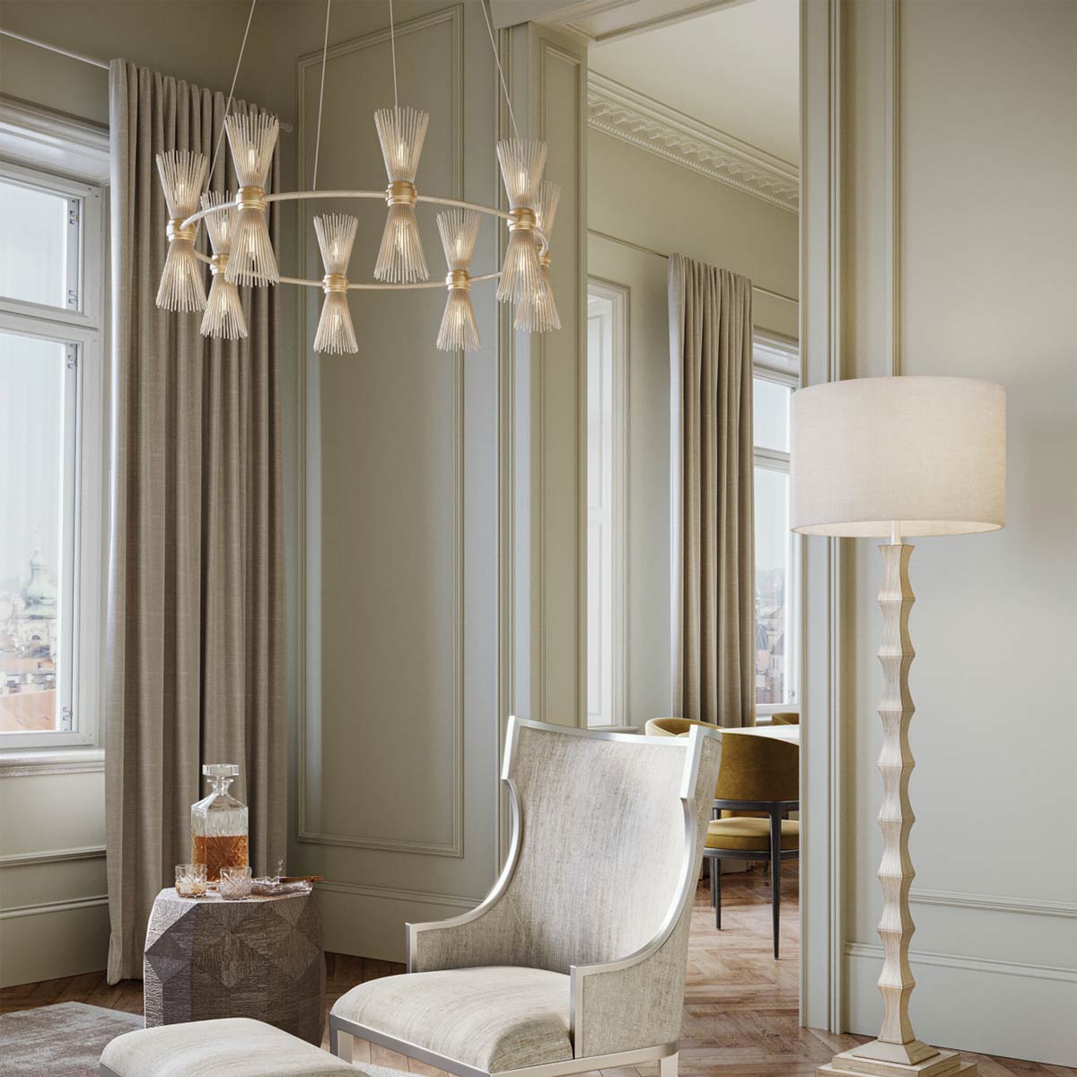 Novatude Chandelier in living room.