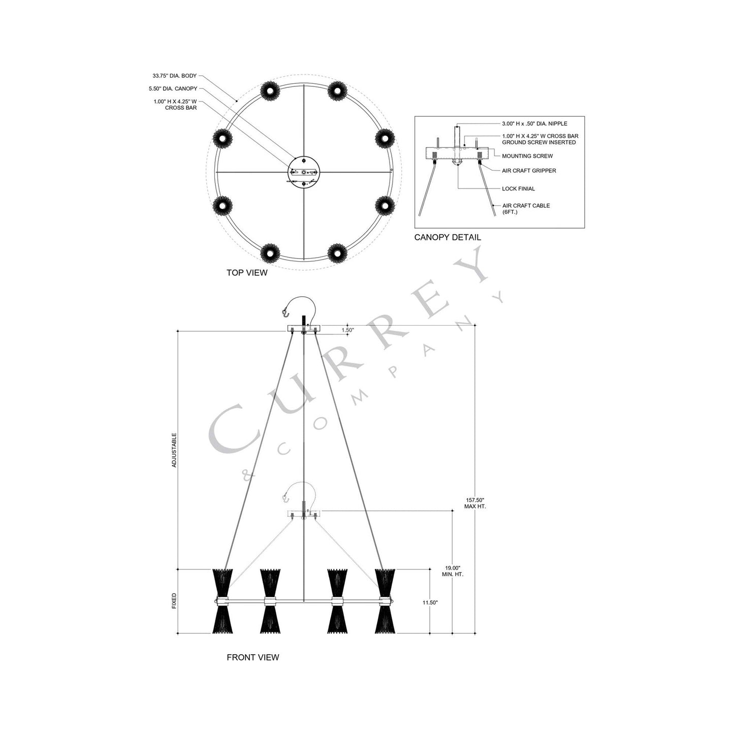 Novatude Chandelier - line drawing.