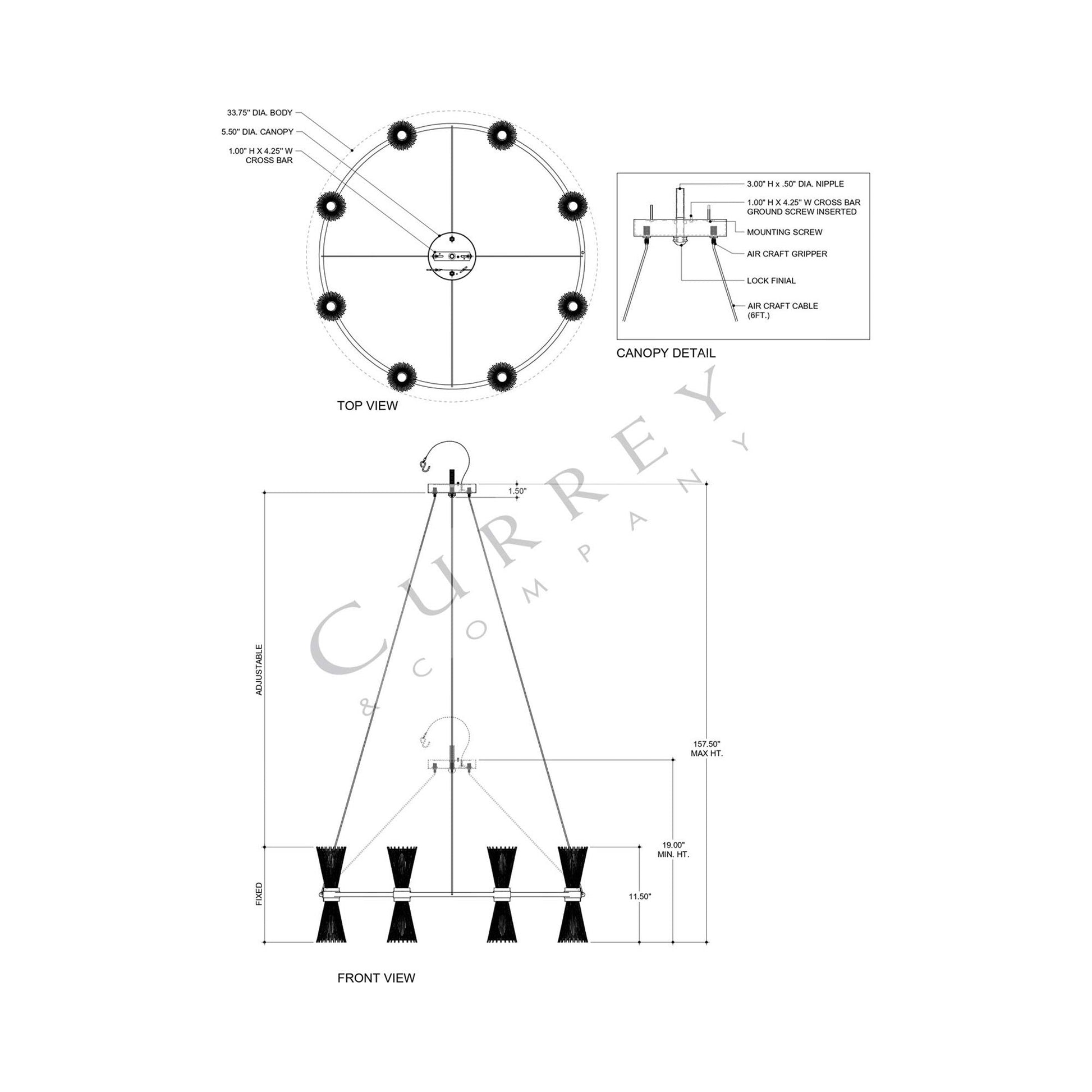 Novatude Chandelier - line drawing.