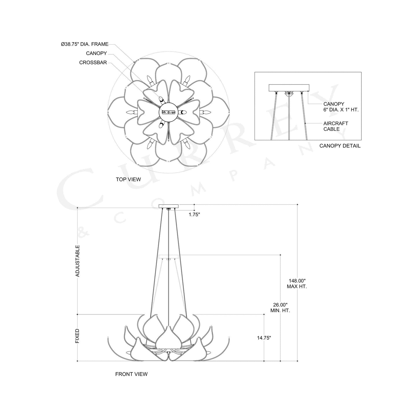 Oblivion Chandelier - line drawing.