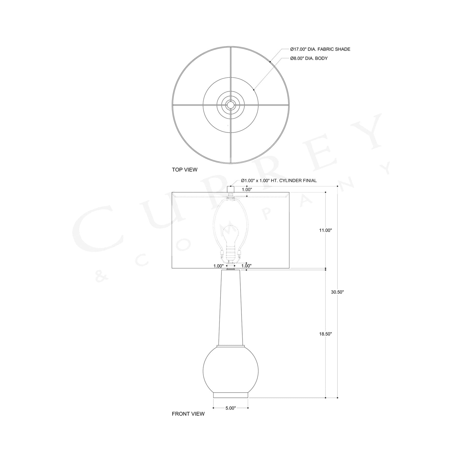 Osa Table Lamp - line drawing.