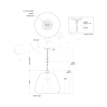 Osbert Pendant Light - line drawing.