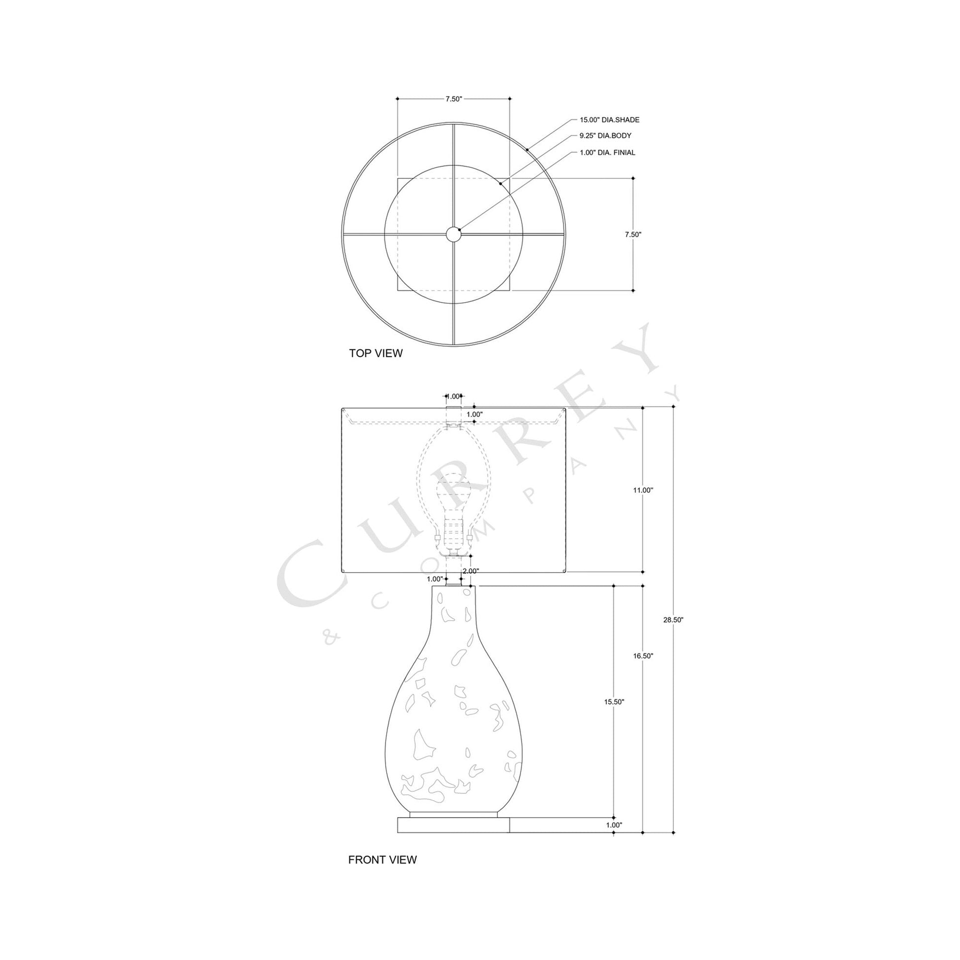 Ostracon Table Lamp - line drawing.