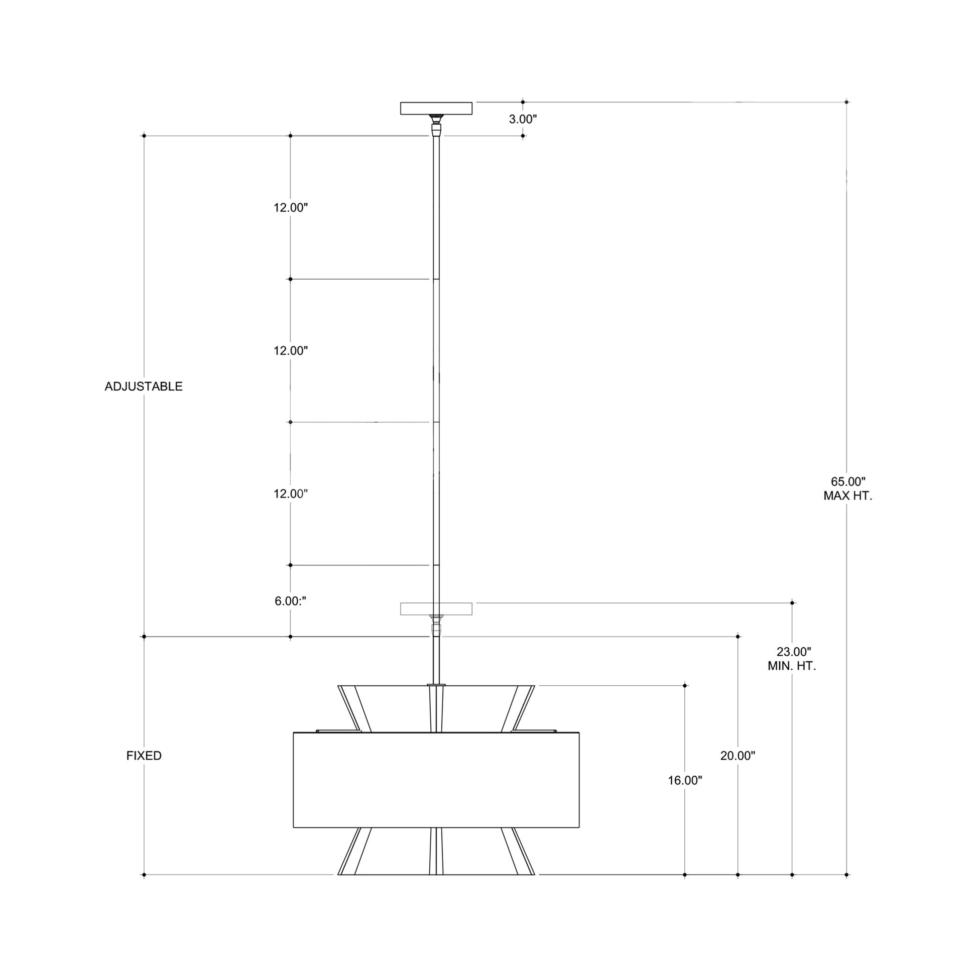 Oxenwood Chandelier - line drawing.