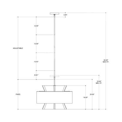 Oxenwood Chandelier - line drawing.