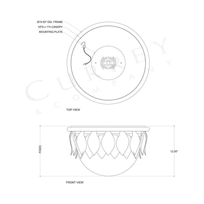 Paestum LED Flush Mount Ceiling Light - line drawing.