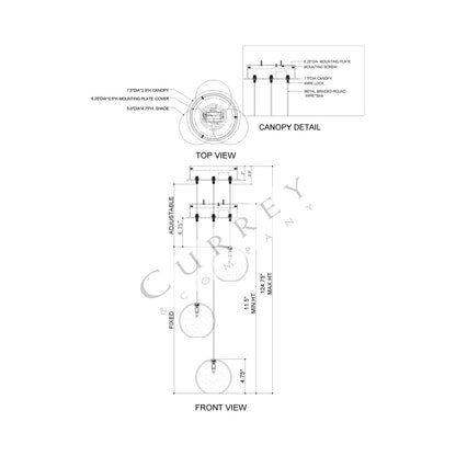 Palatino Multi Pendant Light - line drawing.