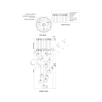 Palatino Multi Pendant Light - line drawing.