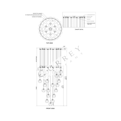 Palatino Multi Pendant Light - line drawing.